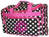 Black and White Polka Dot with Hot Pink Trim Large Boxy Duffle 