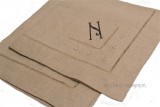 Taupe Linen Dinner  Napkins with Dot detail  - SET OF 6 